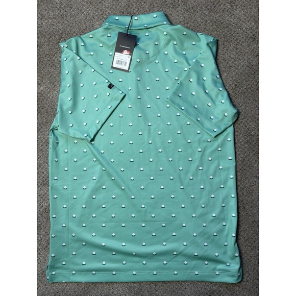 New Bad Birdie Mens M Pique Polo Aim Point Green Men's All Over Golf Ball Shirt - Picture 3 of 7